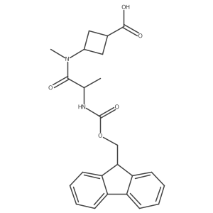 3-[(2R)-2-({[(9H-fluoren-9-yl)methoxy]carbonyl}amino)-N-methylpropanamido]cyclobutane-1-carboxylic acid Structure