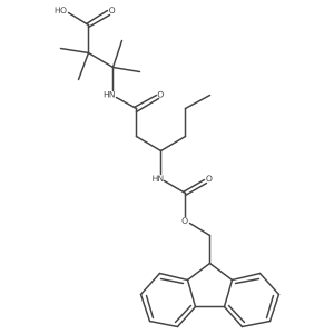3-[(3S)-3-({[(9H-fluoren-9-yl)methoxy]carbonyl}amino)hexanamido]-2,2,3-trimethylbutanoic acid结构式