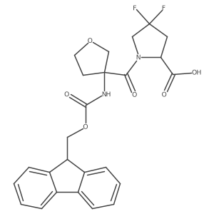 (2R)-1-[3-({[(9H-fluoren-9-yl)methoxy]carbonyl}amino)oxolane-3-carbonyl]-4,4-difluoropyrrolidine-2-carboxylic acid结构式