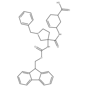 5-[1-benzyl-3-({[(9H-fluoren-9-yl)methoxy]carbonyl}amino)pyrrolidine-3-amido]cyclohex-3-ene-1-carboxylic acid Structure