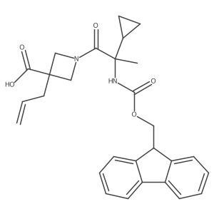 1-[2-cyclopropyl-2-({[(9H-fluoren-9-yl)methoxy]carbonyl}amino)propanoyl]-3-(prop-2-en-1-yl)azetidine-3-carboxylic acid Structure