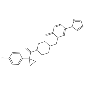 2-({1-[1-(4-fluorophenyl)cyclopropanecarbonyl]piperidin-4-yl}methyl)-6-(1H-1,2,4-triazol-1-yl)-2,3-dihydropyridazin-3-one Structure