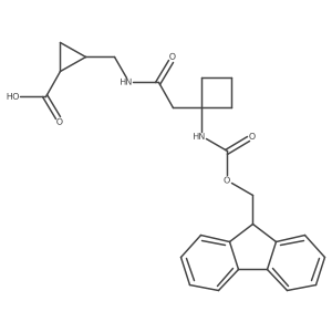 rac-(1R,2S)-2-({2-[1-({[(9H-fluoren-9-yl)methoxy]carbonyl}amino)cyclobutyl]acetamido}methyl)cyclopropane-1-carboxylic acid Structure