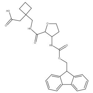 rac-2-[1-({[(2R,3S)-3-({[(9H-fluoren-9-yl)methoxy]carbonyl}amino)oxolan-2-yl]formamido}methyl)cyclobutyl]acetic acid结构式