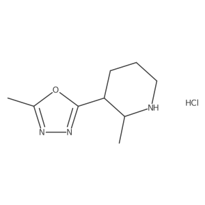 rac-(2R,3R)-2-methyl-3-(5-methyl-1,3,4-oxadiazol-2-yl)piperidine hydrochloride结构式