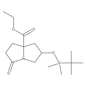 Ethyl rel-(2R,7aS)-2-((tert-butyldimethylsilyl)oxy)-5-oxotetrahydro-1H-pyrrolizine-7a(5H)-carboxylate Structure