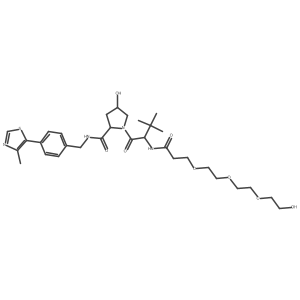 (2S,4R)-4-hydroxy-1-[(2S)-2-[3-[2-[2-(2-hydroxyethoxy)ethoxy]ethoxy]propanoylamino]-3,3-dimethyl-butanoyl]-N-[[4-(4-methylthiazol-5-yl)phenyl]methyl]pyrrolidine-2-carboxamide结构式