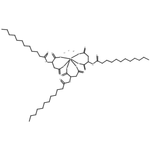 Trihydrogen tris(N-(1-oxododecyl)-L-glutamato(2-)-N,O1)aluminate(3-) Structure