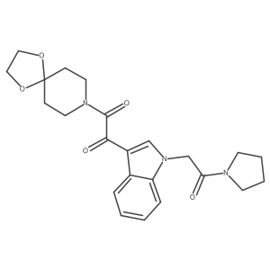 1-(1-(2-oxo-2-(pyrrolidin-1-yl)ethyl)-1H-indol-3-yl)-2-(1,4-dioxa-8-azaspiro[4.5]decan-8-yl)ethane-1,2-dione Structure