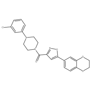 (4-(3-Chlorophenyl)piperazin-1-yl)(5-(2,3-dihydrobenzo[b][1,4]dioxin-6-yl)isoxazol-3-yl)methanone结构式