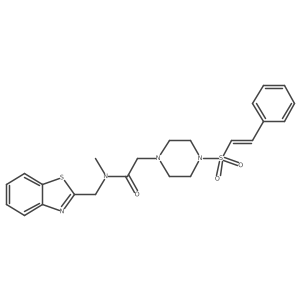 N-[(1,3-benzothiazol-2-yl)methyl]-N-methyl-2-[4-(2-phenylethenesulfonyl)piperazin-1-yl]acetamide结构式