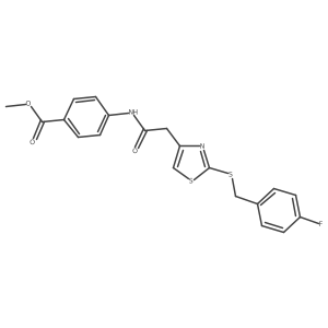 Methyl 4-(2-(2-((4-fluorobenzyl)thio)thiazol-4-yl)acetamido)benzoate结构式