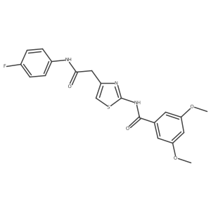 N-(4-(2-((4-fluorophenyl)amino)-2-oxoethyl)thiazol-2-yl)-3,5-dimethoxybenzamide结构式