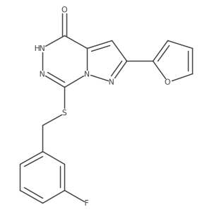 7-{[(3-fluorophenyl)methyl]sulfanyl}-2-(furan-2-yl)-4H,5H-pyrazolo[1,5-d][1,2,4]triazin-4-one Structure
