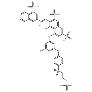 Sodium;8-[[4-chloro-6-[4-(2-sulfooxyethylsulfonyl)anilino]-1,3,5-triazin-2-yl]amino]-3,6-disulfo-2-[(4-sulfonaphthalen-2-yl)diazenyl]naphthalen-1-olate结构式