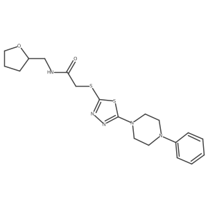 2-((5-(4-phenylpiperazin-1-yl)-1,3,4-thiadiazol-2-yl)thio)-N-((tetrahydrofuran-2-yl)methyl)acetamide结构式