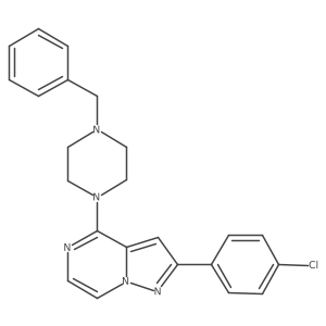 4-(4-Benzylpiperazin-1-yl)-2-(4-chlorophenyl)pyrazolo[1,5-a]pyrazine结构式