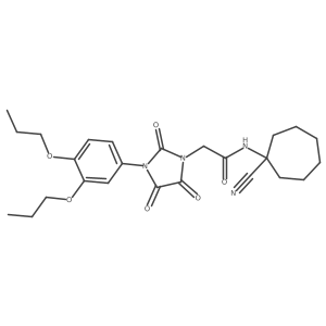 N-(1-cyanocycloheptyl)-2-[3-(3,4-dipropoxyphenyl)-2,4,5-trioxoimidazolidin-1-yl]acetamide Structure