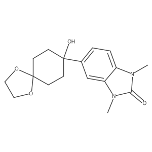 5-(8-Hydroxy-1,4-dioxa-spiro[4.5]dec-8-yl)-1,3-dimethyl-1,3-dihydro-benzoimidazol-2-one Structure