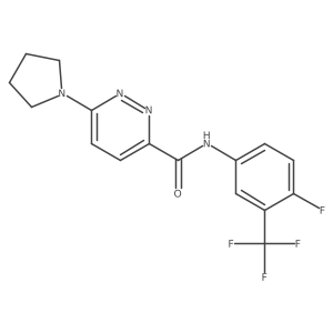 N-(4-fluoro-3-(trifluoromethyl)phenyl)-6-(pyrrolidin-1-yl)pyridazine-3-carboxamide Structure