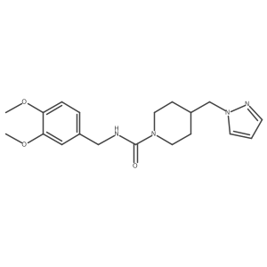 4-((1H-pyrazol-1-yl)methyl)-N-(3,4-dimethoxybenzyl)piperidine-1-carboxamide结构式