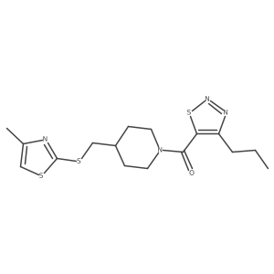(4-(((4-Methylthiazol-2-yl)thio)methyl)piperidin-1-yl)(4-propyl-1,2,3-thiadiazol-5-yl)methanone Structure