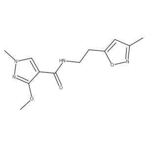 3-methoxy-1-methyl-N-(2-(3-methylisoxazol-5-yl)ethyl)-1H-pyrazole-4-carboxamide结构式