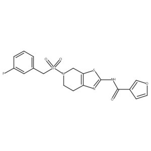 N-(5-((3-fluorobenzyl)sulfonyl)-4,5,6,7-tetrahydrothiazolo[5,4-c]pyridin-2-yl)furan-3-carboxamide结构式