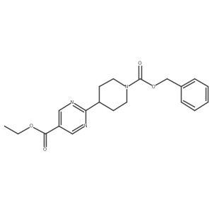 Ethyl 2-(1-((benzyloxy)carbonyl)piperidin-4-YL)pyrimidine-5-carboxylate结构式