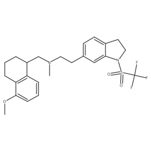 ((R)-5-Methoxy-1,2,3,4-tetrahydro-naphthalen-1-ylmethyl)-methyl-[2-(1-trifluoromethanesulfonyl-2,3-dihydro-1H-indol-6-yl)-ethyl]-amine结构式