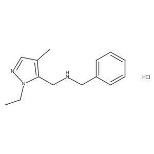 N-[(2-ethyl-4-methylpyrazol-3-yl)methyl]-1-phenylmethanamine;hydrochloride Structure