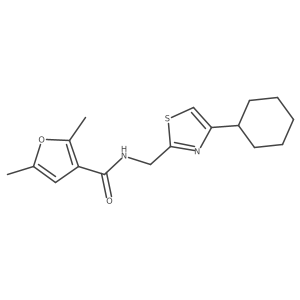 N-((4-cyclohexylthiazol-2-yl)methyl)-2,5-dimethylfuran-3-carboxamide结构式