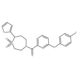 (1,1-Dioxido-7-(thiophen-2-yl)-1,4-thiazepan-4-yl)(3-(4-fluorophenoxy)phenyl)methanone结构式