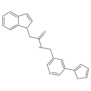 N-((5-(furan-2-yl)pyridin-3-yl)methyl)-2-(1H-indol-1-yl)acetamide结构式