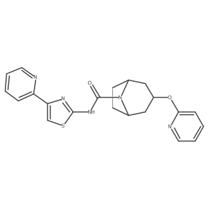 N-[4-(pyridin-2-yl)-1,3-thiazol-2-yl]-3-(pyridin-2-yloxy)-8-azabicyclo[3.2.1]octane-8-carboxamide结构式
