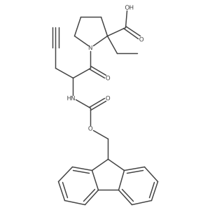 2-ethyl-1-[2-({[(9H-fluoren-9-yl)methoxy]carbonyl}amino)pent-4-ynoyl]pyrrolidine-2-carboxylic acid结构式