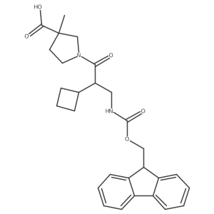 1-[2-cyclobutyl-3-({[(9H-fluoren-9-yl)methoxy]carbonyl}amino)propanoyl]-3-methylpyrrolidine-3-carboxylic acid Structure