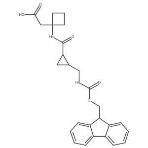 rac-2-{1-[(1R,2S)-2-[({[(9H-fluoren-9-yl)methoxy]carbonyl}amino)methyl]cyclopropaneamido]cyclobutyl}acetic acid结构式