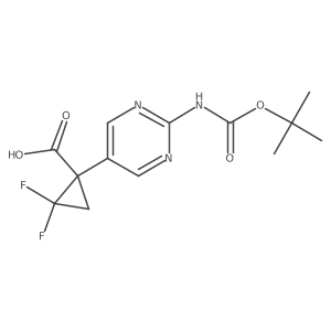 1-(2-{[(Tert-butoxy)carbonyl]amino}pyrimidin-5-yl)-2,2-difluorocyclopropane-1-carboxylic acid Structure