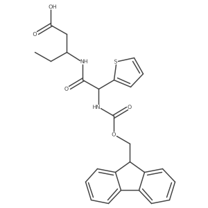 (3R)-3-[2-({[(9H-fluoren-9-yl)methoxy]carbonyl}amino)-2-(thiophen-2-yl)acetamido]pentanoic acid结构式