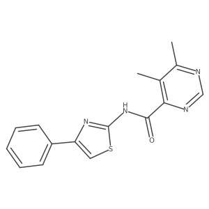 5,6-Dimethyl-N-(4-phenyl-1,3-thiazol-2-yl)pyrimidine-4-carboxamide结构式