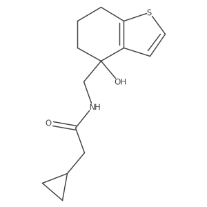 2-cyclopropyl-N-[(4-hydroxy-4,5,6,7-tetrahydro-1-benzothiophen-4-yl)methyl]acetamide结构式