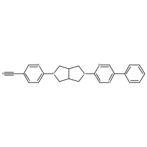 6-[5-(5-Phenylpyrazin-2-yl)-octahydropyrrolo[3,4-c]pyrrol-2-yl]pyridine-3-carbonitrile结构式
