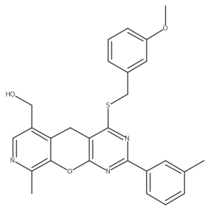(7-{[(3-Methoxyphenyl)methyl]sulfanyl}-14-methyl-5-(3-methylphenyl)-2-oxa-4,6,13-triazatricyclo[8.4.0.0^{3,8}]tetradeca-1(10),3(8),4,6,11,13-hexaen-11-yl)methanol Structure