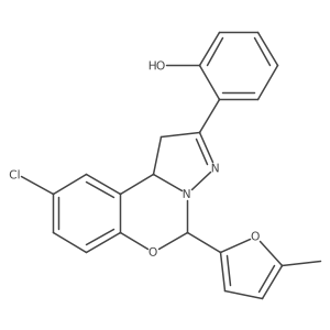 2-(9-chloro-5-(5-methylfuran-2-yl)-5,10b-dihydro-1H-benzo[e]pyrazolo[1,5-c][1,3]oxazin-2-yl)phenol Structure