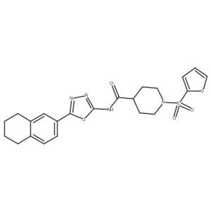 N-[5-(5,6,7,8-tetrahydronaphthalen-2-yl)-1,3,4-oxadiazol-2-yl]-1-(thiophene-2-sulfonyl)piperidine-4-carboxamide结构式