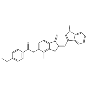 (2E)-7-methyl-2-[(1-methyl-1H-indol-3-yl)methylidene]-3-oxo-2,3-dihydro-1-benzofuran-6-yl 4-methoxybenzoate结构式