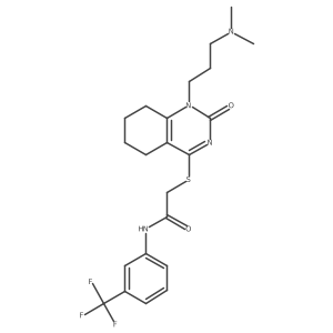 2-((1-(3-(dimethylamino)propyl)-2-oxo-1,2,5,6,7,8-hexahydroquinazolin-4-yl)thio)-N-(3-(trifluoromethyl)phenyl)acetamide结构式