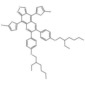 4,9-Bis(5-bromothiophen-2-yl)-6,7-bis[4-(2-ethylhexoxy)phenyl]-[1,2,5]thiadiazolo[3,4-g]quinoxaline结构式