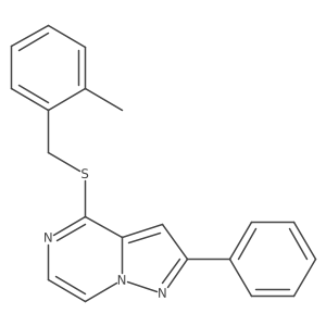 4-((2-Methylbenzyl)thio)-2-phenylpyrazolo[1,5-a]pyrazine结构式